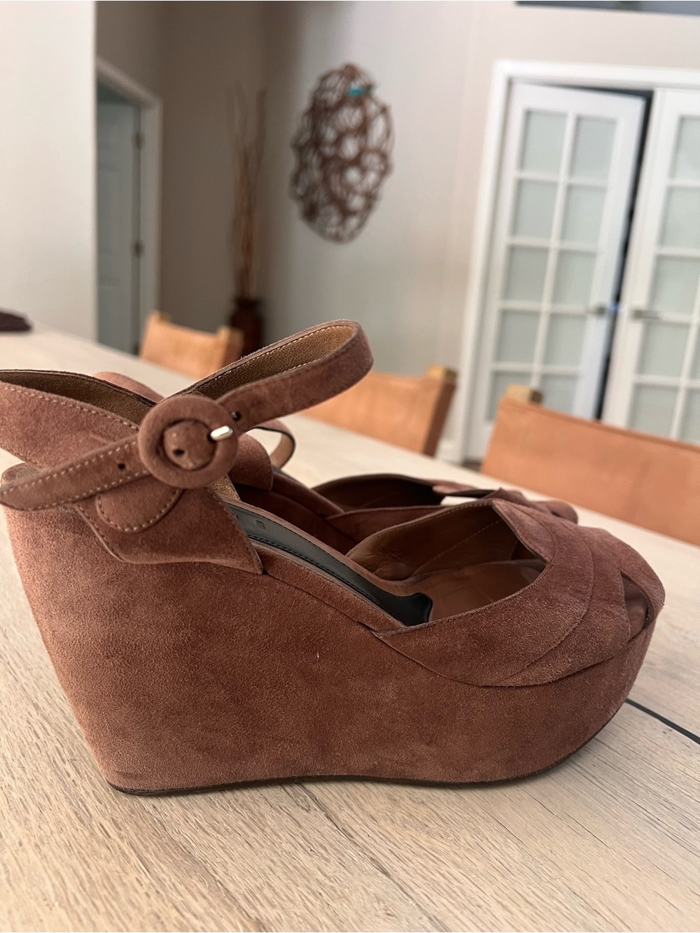 MARNI⚡️Brown suede platform wedge buckle ankle strap sandals size 39EU/9US